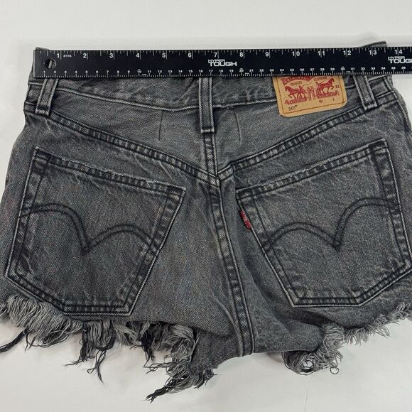 Levi's 501 Womens Mid Rise Cut Off Denim Shorts Black Y2K Grunge Size 26 - Picture 5 of 7